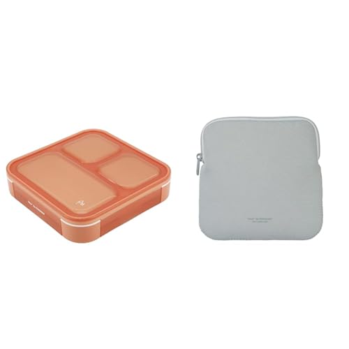 【セット買い】シービージャパン(CB JAPAN) フードマン 弁当箱 立てて運べる 薄型弁当箱 Mee 500ml ピンク 汁漏れしにくい Wシーリング 4点ロックでしっかり固定 DSK + ケース 薄型弁当箱 Mee 500ml ライトグレー ぴったり収まる 伸縮生地 持ち運び スマート 通勤 通学 DSK