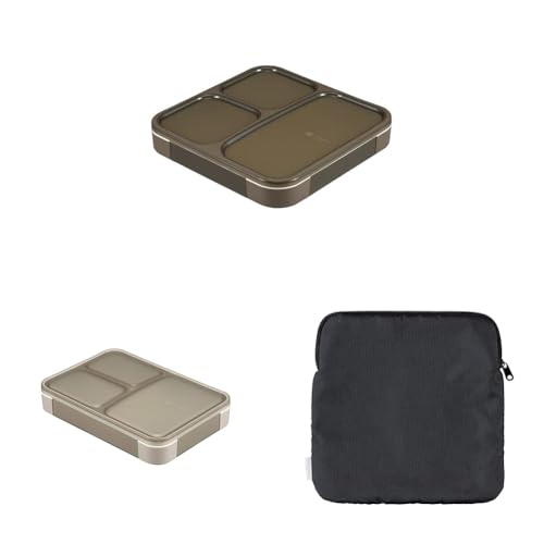 【セット買い】シービージャパン(CB JAPAN) DSK フードマン 立てて運べる 薄型弁当箱 800ml [ 抗菌 ] アッシュブラウン Wシーリング 4点ロックでしっかり固定 + フードマン 薄型弁当箱 600ml [ 抗菌 ] グレーベージュ Wシーリング 4点ロックでしっかり固定 + 薄型弁当箱 [フードマン800ml 専用ケース] ブラック 内面マイクロファイバー生地