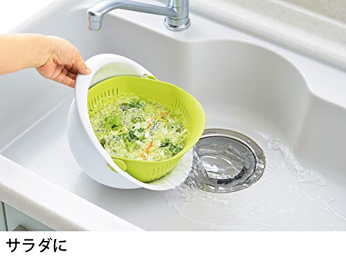 曙産業 ザル ボウル 日本製 ボウルを傾けてサッと水切り ザルを取り出す必要がないのでスピーディー 付属の米研ぎで手を濡らさずにお米が研げる ミラくるザル・ボウル 米とぎセット MZ-3514 グリーン 3.2l