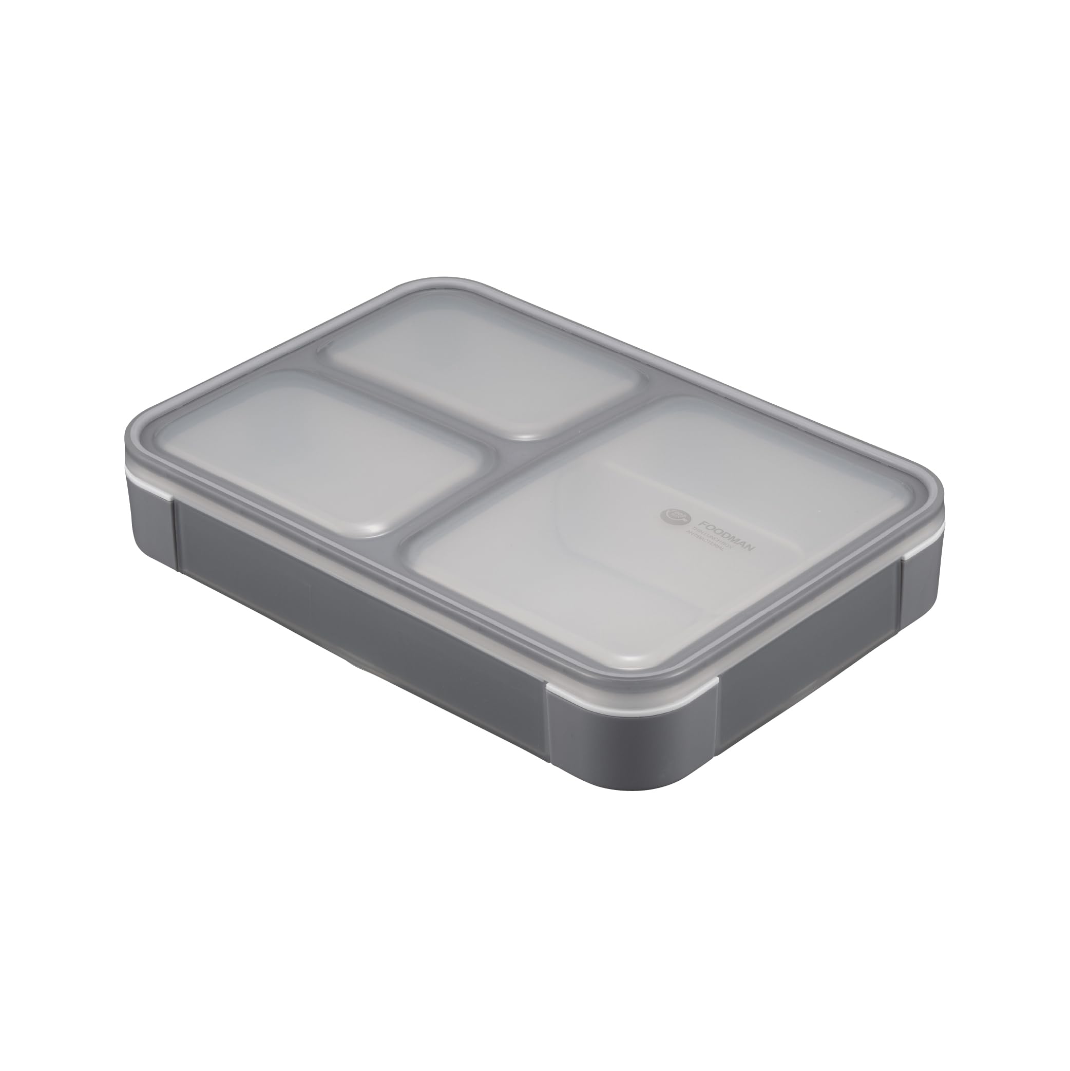 シービージャパン(CB JAPAN) フードマン 弁当箱 立てて運べる 薄型弁当箱 600ml [ 抗菌 ] グレー 汁漏れしにくい Wシーリング 4点ロックでしっかり固定DSK