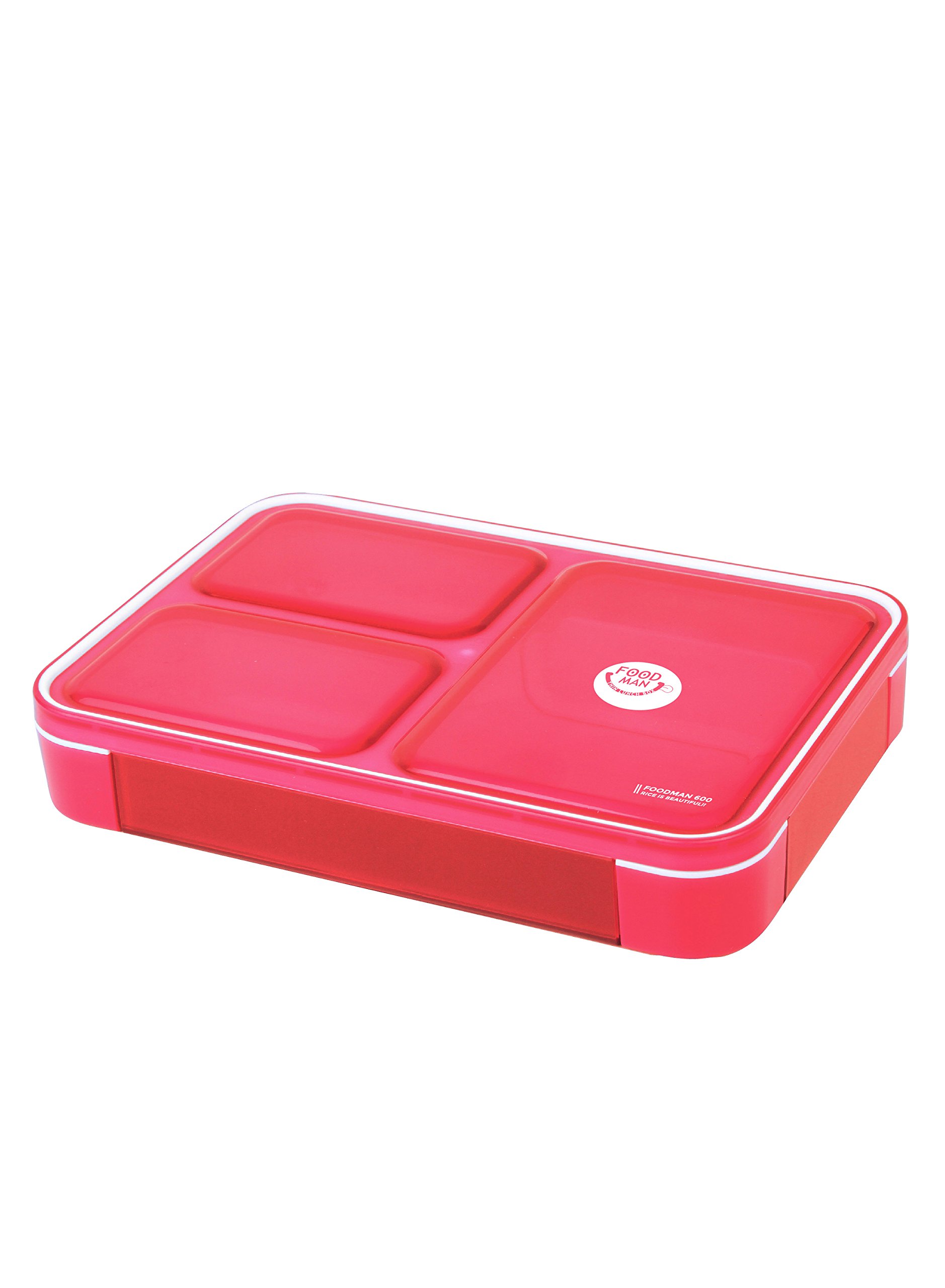 フードマン 弁当箱 立てて運べる 薄型弁当箱 600ml クリアピンク 汁漏れしにくい Wシーリング 4点ロックでしっかり固定 シービージャパン DSK